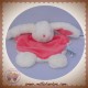 BABYNAT SOS DOUDOU LAPIN PLAT BLANC ROSE FUSHIA CALINS