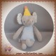 DODIE SOS DOUDOU ELEPHANT GRIS RAYE BLEU