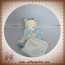 DOUDOU ET COMPAGNIE SOS OURS ECRU MOUCHOIR BLEU DC3037
