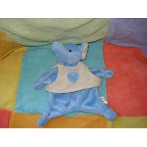 MAXITA SOS DOUDOU ELEPHANT PLAT BLEU HAUT ECRU COEUR