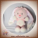 AUCHAN SOS DOUDOU LAPIN ROSE BLANC ETOILE FLEUR 30 cm