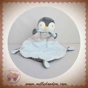 MOTS D'ENFANTS SOS DOUDOU PINGOUIN PLAT GRIS BLEU ETOILES
