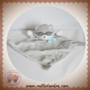 MOTS D'ENFANTS SOS DOUDOU RATON LAVEUR PLAT GRIS ETOILES