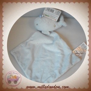 MOTS D'ENFANTS SOS DOUDOU BALEINE BLEU MOUCHOIR PLAT ARGENT MOTS D'ENFANTS SOS DOUDOU BALEINE BLEU MOUCHOIR PLAT ARGENT