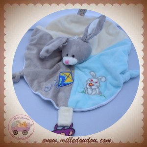 RODADOU SOS DOUDOU LAPIN GRIS ROND PLAT BLEU GRIS ECRU CERF VOLANT