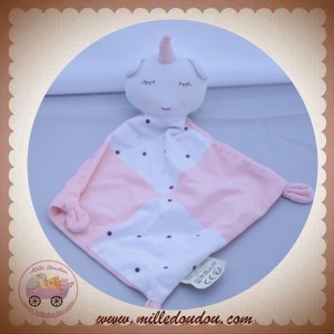 MES PETITS CAILLOUX SOS DOUDOU LICORNE PLAT ROSE BLANC LOSANGE