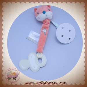GIPSY SOS DOUDOU ATTACHE TETINE RENARD ORANGE BAGUETTE