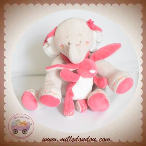 NOUKIES DOUDOU ELEPHANT MUSICAL GRIS ROSE LAPIN FUSHIA SOS