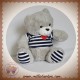FRANCOISE SAGET SOS DOUDOU OURS GRIS PULL RAYÉ COEUR