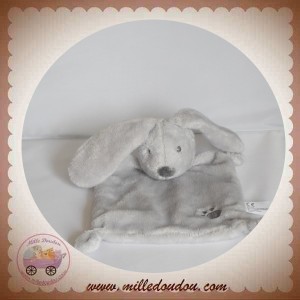 NICOTOY SOS DOUDOU LAPIN PLAT RECTANGLE GRIS EMPREINTE GRISE