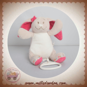 NOUKIE'S DOUDOU LAPIN ANNA PILI BEIGE ROSE MUSICAL ATTACHE TETINE SOS