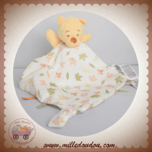 DISNEY SOS DOUDOU WINNIE L'OURSON OURS PLAT JAUNE FEUILLE ATTACHE TETINE
