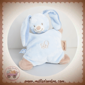 NATTOU SOS DOUDOU LAPIN QUASI PLAT BLEU MARRON CAPPUCINO HOCHET