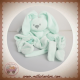 NATTOU SOS DOUDOU LAPIN PLAT LOSANGE BLEU TURQUOISE ETIQUETTES ATTACHE TETINE