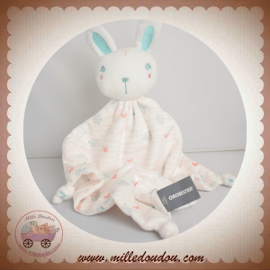 ORCHESTRA SOS DOUDOU LAPIN PLAT BLANC ROSE COEUR LOSANGE
