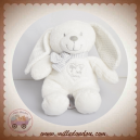 POMMETTE SOS DOUDOU LAPIN BLANC FOULARD A RAYURES GRISES