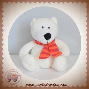 LIDL SOS DOUDOU OURS BLANC ECHARPE ORANGE RAYE ROUTE