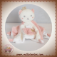 NICOTOY SOS DOUDOU CHAT PLAT BLANC ROSE COURONNE ATTACHE TETINE COEUR
