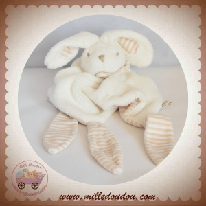 COCKTAIL SCANDINAVE SOS DOUDOU LAPIN PLAT BLANC RAYURES BEIGES