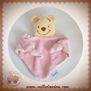 DISNEY SOS DOUDOU OURS WINNIE L'OURSON JAUNE PLAT TRIANGLE ROSE