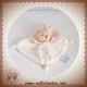 DOUDOU ET COMPAGNIE SOS LAPIN BEIGE PLAT ECRU COL ET DOS ROSE DC2372
