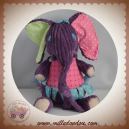 LES DEGLINGOS SOS DOUDOU ELEPHANT VIOLET ROBE ROSE