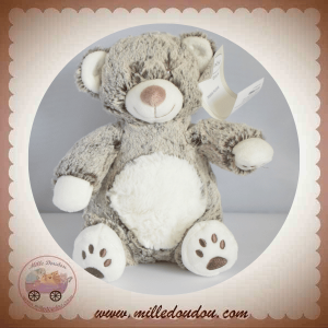 TEX SOS DOUDOU OURS POIL CHINE MARRON BLANC EMPREINTE