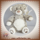 TEX SOS DOUDOU OURS POIL CHINE MARRON BLANC EMPREINTE