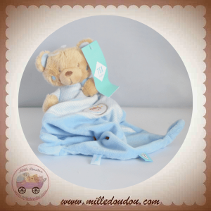 TEX SOS DOUDOU OURS MARRON MOUCHOIR BLEU