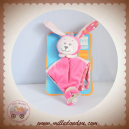 TEX SOS DOUDOU LAPIN PLAT ROSE FLEUR ATTACHE TETINE