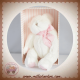 DOUDOU ET COMPAGNIE SOS OURS BLANC FOURRURE NOEUD ROSE MON TOUT PETIT DC2340
