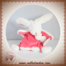 DOUDOU ET COMPAGNIE SOS LAPIN PLAT BLANC POMPON FUSHIA DC2738