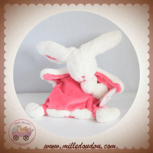 DOUDOU ET COMPAGNIE SOS LAPIN PLAT BLANC POMPON FUSHIA DC2738