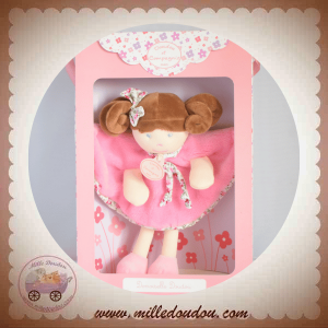 DOUDOU ET COMPAGNIE SOS POUPEE DEMOISELLES ROSE PLAT ROBE FLEURS