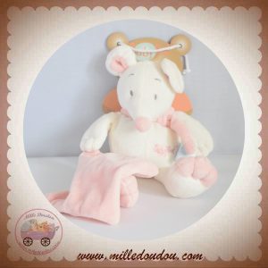 BABYNAT BABY NAT SOS DOUDOU SOURIS BLANCHE MOUCHOIR ROSE DOUCEUR