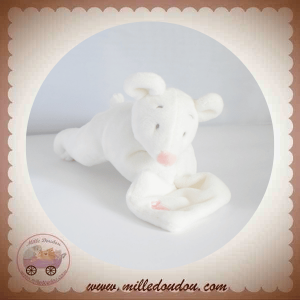 BABYNAT BABY NAT SOS DOUDOU SOURIS BLANCHE ROSE MOUCHOIR BLANC 