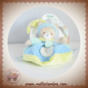 BABYNAT BABY NAT SOS DOUDOU CHAT GRIS PLAT ROND VERT BLEU