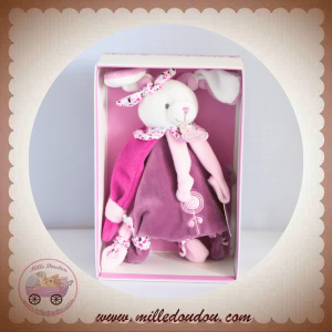 DOUDOU ET COMPAGNIE SOS LAPIN CERISE ATTACHE TETINE ROSE VIOLET DC2701