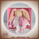 DOUDOU ET COMPAGNIE SOS OURS PLAT BLANC ROSE ATTACHE TETINE DC3038