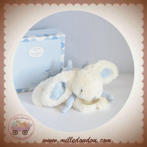 DOUDOU ET COMPAGNIE LAPIN BONBON ALLONGE BLANC BLEU DC1239 SOS
