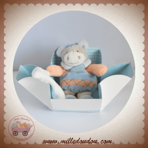 DOUDOU ET COMPAGNIE SOS ANE GRIS ORANGE BLEU NATHAN MOUCHOIR DC2573