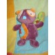 BAWI DOUDOU PELUCHE OURS MAUVE ORANGE LES PAPOUDOUS 9