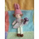 TROUSSELIER DOUDOU PELUCHE POUPEE ROSE FILLE CHAMPIGNON MAUVE