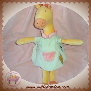 MOULIN ROTY DOUDOU GIRAFE JAUNE ROBE VERTE MUSICAL SOS