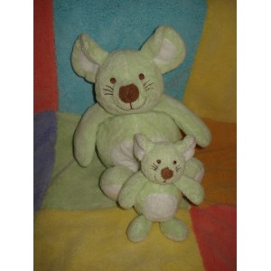 NOUNOURS DOUDOU PELUCHE SOURIS VERTE MUSICAL AVEC BEBE