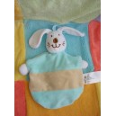 BABOU SOS DOUDOU LAPIN BLANC PLAT BLEU TURQUOISE BEIGE