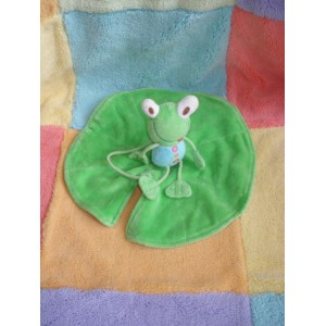 DPAM DOUDOU PELUCHE GRENOUILLE SUR NENUPHAR PLAT VERT DU PAREIL