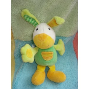 BABYSUN DOUDOU PELUCHE LAPIN VERT ORANGE BABY SUN FEHN