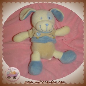 NICOTOY DOUDOU PELUCHE CHIEN ECRU BEIGE BLEU