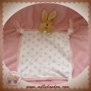 KALOO DOUDOU LAPIN BEIGE PLAT CORPS BLANC FLEURS ROSE SOS